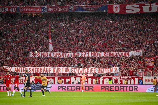 Spruchband FC Bayern Muenchen waehrend des spiels der 1. Bundesliga zwischen FC Bayern Muenchen und VfB Stuttgart, Allianz Arena am 28. August 2026 in Muenchen, Deutschland. (Foto von Harry Langer DeFodi Images) +++ Banner FC Bayern Munich during the Bundesliga match between FC Bayern Muenchen and VfB Stuttgart at Allianz Arena on August 28, 2026 in Munich, Germany. (Photo by Harry Langer DeFodi Images) DFB DFL REGULATIONS PROHIBIT ANY USE OF PHOTOGRAPHS AS IMAGE SEQUENCES AND OR QUASI-VIDEO. (Photo by Harry Langer DeFodi Images) DFB DFL REGULATIONS PROHIBIT ANY USE OF PHOTOGRAPHS AS IMAGE SEQUENCES AND OR QUASI-VIDEO. - *** Banner for FC Bayern Munich during the Bundesliga match between FC Bayern Munich and VfB Stuttgart, Allianz Arena on August 28, 2026, in Munich, Germany Photo by Harry Langer DeFodi Images Banner for FC Bayern Munich during the Bundesliga match between FC Bayern Munich and VfB Stuttgart at Allianz Arena on August 28, 2026, in Munich, Germany. Photo by Harry Langer, DeFodi Images. DFB and DFL regulations prohibit any use of photographs as image sequences and or quasi-video. Photo by Harry Langer, DeFodi Images. DFB and DFL regulations prohibit any use of photographs as imSEQUENCES AND OR QUASI-VIDEO