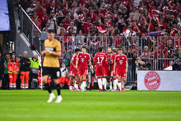 28.08.2026, Fussball, Bundesliga, FC Bayern München - VfB Stuttgart, Dayot Upamecano (FC Bayern München) freut sich über das Tor zum 1:0 xRHR-FOTO DEx *** August 28, 2026, Soccer, Bundesliga, FC Bayern Munich vs. VfB Stuttgart, Dayot Upamecano of FC Bayern Munich celebrates his goal, 1–0 xRHR PHOTO DEx Copyright: TeresaxKroeger RHR-FOTOx RHR-FOTO DE