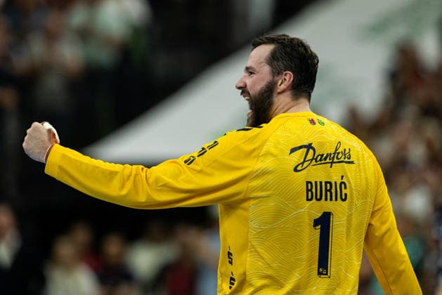 Opel HBL SG Flensburg Handewitt vs. ThSV Eisenach, August 28, 2026: Benjamin Buric (No. 01) of SG Flensburg Handewitt celebrates after saving a shot. Opel HBL SG Flensburg Handewitt vs. ThSV Eisenach, GGW Arena, August 28, 2026 Copyright: xBEAUTIFULxSPORTS MarioxM.xKobergx