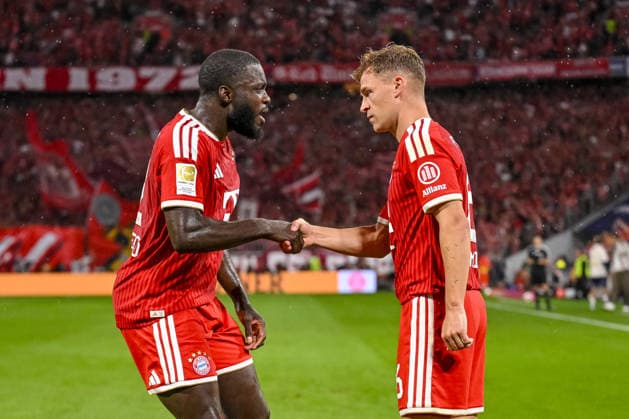 Dayot Upamecano (FC Bayern Muenchen) Torjubel, jubelt mit seiner Mannschaft nach treffer zum 1:0 waehrend des spiels der 1. Bundesliga zwischen FC Bayern Muenchen und VfB Stuttgart, Allianz Arena am 28. August 2026 in Muenchen, Deutschland. (Foto von Harry Langer DeFodi Images) +++ Dayot Upamecano (FC Bayern Muenchen) celebrates after scoring his team s first goal with teammates during the Bundesliga match between FC Bayern Muenchen and VfB Stuttgart at Allianz Arena on August 28, 2026 in Munich, Germany. (Photo by Harry Langer DeFodi Images) DFB DFL REGULATIONS PROHIBIT ANY USE OF PHOTOGRAPHS AS IMAGE SEQUENCES AND OR QUASI-VIDEO. (Photo by Harry Langer DeFodi Images) DFB DFL REGULATIONS PROHIBIT ANY USE OF PHOTOGRAPHS AS IMAGE SEQUENCES AND OR QUASI-VIDEO. - *** Dayot Upamecano of FC Bayern Munich celebrates a goal with his teammates after scoring the 1-0 goal during the Bundesliga 1 match between FC Bayern Munich and VfB Stuttgart, at Allianz Arena on August 28, 2026, in Munich, Germany. Photo by Harry Langer, DeFodi Images. Dayot Upamecano of FC Bayern Munich celebrates with his teammates after scoring his team’s first goal during the Bundesliga match between FC Bayern Munich and VfB Stuttgart at Allianz Arena on August 28, 2026 in Munich, Germany. Photo by Harry Langer, DeFodi Images. DFB and DFL regulations prohibit any use of photographs as image sequences and or quasi-video. Photo by Harry Langer, DeFodi Images. DFB and DFL regulations prohibit any use of photographs as imSEQUENCES AND OR QUASI-VIDEO