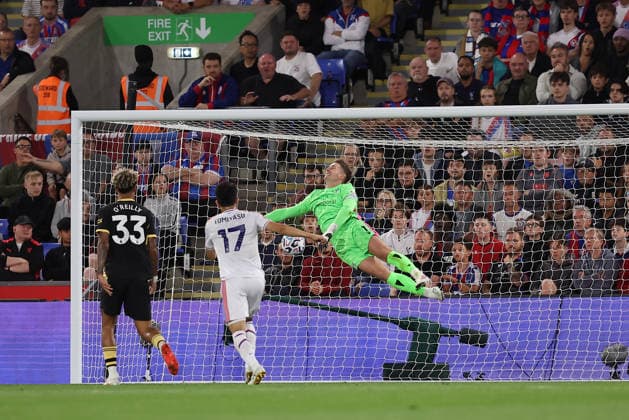 28th August 2026; Selhurst Park, Selhurst, London, England; Premier League Football, Crystal Palace versus Manchester City; Erling Haaland of Manchester City scores i the 17th minute with a looping header for 0-1 KatiexChan