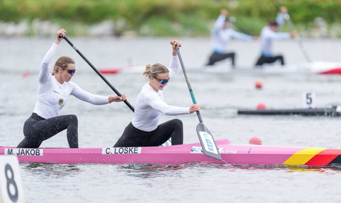 ICF Canoe Sprint and Paracanoe World Championships Maike Jakob, Carlotta Loske during ICF Canoe Sprint and Paracanoe World Championships in Poznan, Poland, on August 28, 2026 Poznan Poland  Copyright: xFotoxOlimpikx originalFilename:jastrzebowski-icfcanoe260826_np2cx.jpg