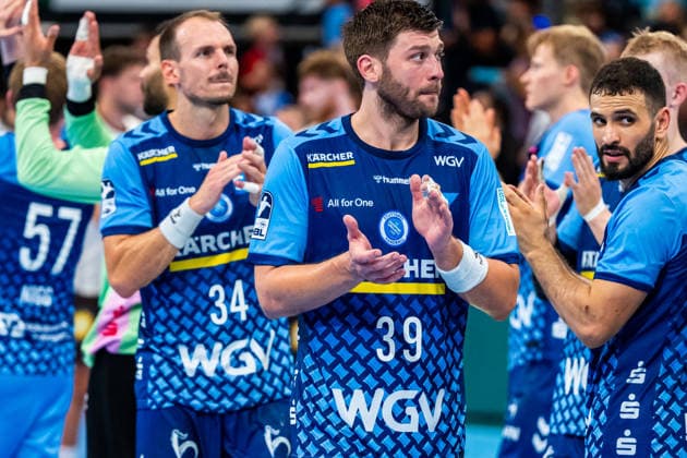 OPEL Handball Bundesliga: TVB Stuttgart vs. Bergischer HC, August 28, 2026, Stuttgart, GERMANY. August 28, 2026. Malte Donner (TVB Stuttgart), 39, Kai Häfner (TVB Stuttgart, 34) and Mohamed Amine Darmoul (TVB Stuttgart, 70) secured the victory in the match between TVB Stuttgart and Bergischer HC on Matchday 1 of the OPEL Handball Bundesliga at the Porsche Arena Copyright: xBEAUTIFULxSPORTS Steinx