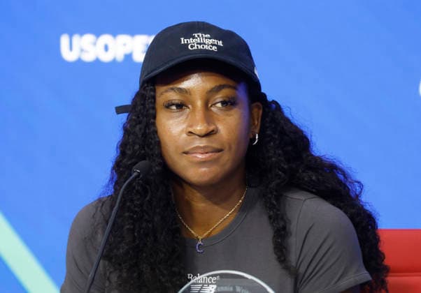 Coco Gauff speaks at a press conference, PK, Pressekonferenz at the 2026 US Open Tennis Championship at the USTA Billie Jean King National Tennis Center in New York City on Friday, August 28, 2026.  NYP20260828131 JOHNxANGELILLO