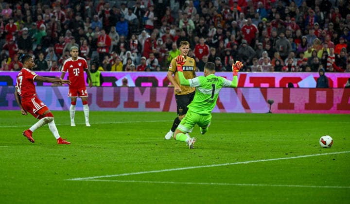 28.08.2026, xemx, Fussball 1.Bundesliga, FC Bayern Muenchen - VfB Stuttgart v.l. Michael Olise (FC Bayern Muenchen) Goal scored, erziehlt das Tor zum 2:1 (DFL DFB REGULATIONS PROHIBIT ANY USE OF PHOTOGRAPHS as IMAGE SEQUENCES and or QUASI-VIDEO) Muenchen *** August 28, 2026, xemx, Soccer, Bundesliga 1, FC Bayern Munich vs. VfB Stuttgart – Michael Olise scores for FC Bayern Munich, making it 2–1. DFL and DFB regulations prohibit any use of photographs as image sequences and or quasi-video. Munich