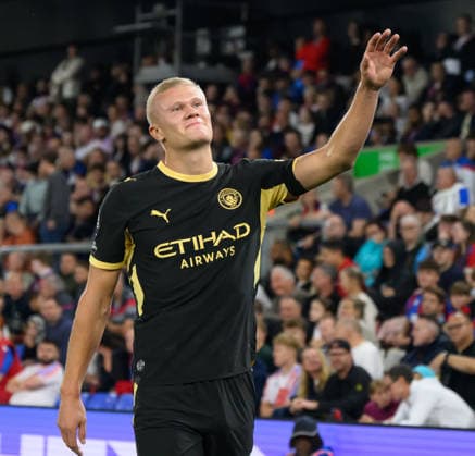28 August 2026 - Crystal Palace v Manchester City - Premier League - Selhurst Park - London. Crystal Palace v Manchester City - Premier League - Selhurst Park - London. Manchester City s Erling Haaland celebrates his goal. Picture : Mark Pain LONDON England  Copyright: xMarkxPainx