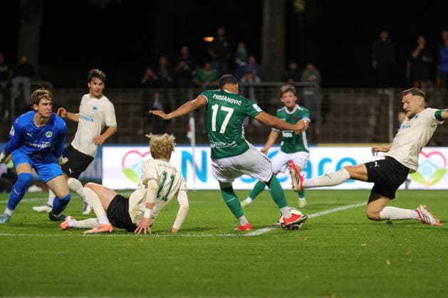 August 28, 2026, Soccer, Men s, 2026–2027 Season, Bavarian Regional League, Matchday 6: FC Schweinfurt 05 vs. SpVgg Greuther Fürth II. Midfield: Jason Prodanovic (FC Schweinfurt 05) scored the fourth goal in a 4–0 victory at the Riedel Bau Arena in Sachs, Lower Franconia, Bavaria, Germany.