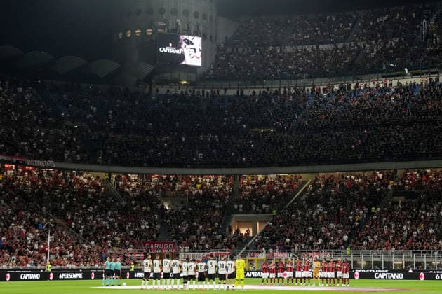 in memory of Franco Baresi before the Serie A soccer match between Ac Milan and Venezia at the San Siro Stadium in Milan, north Italy - Friday August 28 , 2026. - Soccer  Copyright: xSpada LaPressex