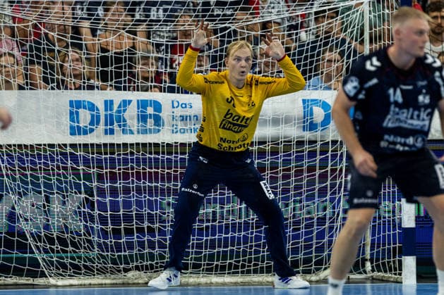 Opel HBL SG Flensburg Handewitt vs. ThSV Eisenach, August 28, 2026; Simon Möller, No. 30, SG Flensburg Handewitt; Opel HBL SG Flensburg Handewitt vs. ThSV Eisenach, GGW Arena, August 28, 2026 Copyright: xBEAUTIFULxSPORTS MarioxM.xKobergx
