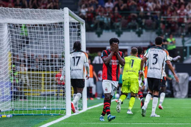 Yunus Musah of AC Milan reacts during Serie A 2026 27 football match between AC Milan and Venezia FC Italy Copyright: xBEAUTIFULxSPORTS Carabellix