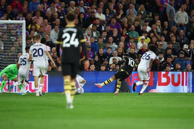 Premier League: Crystal Palace v Manchester City LONDON, UK - 28th Aug 2026: Rayan Cherki of Manchester City scores his side s second goal during the Premier League match between Crystal Palace FC and Manchester City FC at Selhurst Park London Selhurst Park England United Kingdom Copyright: xCraigxMercerx xPeakxActionxPhotosx