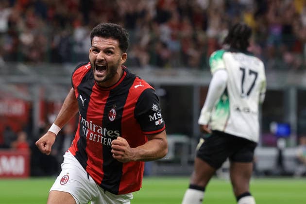 AC Milan v Venezia FC - Serie A - Giuseppe Meazza Milan, Italy, 28th August 2026. Goncalo Ramos of AC Milan celebrates with team mates after scoring to give the hosts a 1-0 lead during the AC Milan vs Venezia FC Serie A match at Giuseppe Meazza, Milan. Picture credit should read: Jonathan Moscrop Milan Stadio Giuseppe Meazza Italy