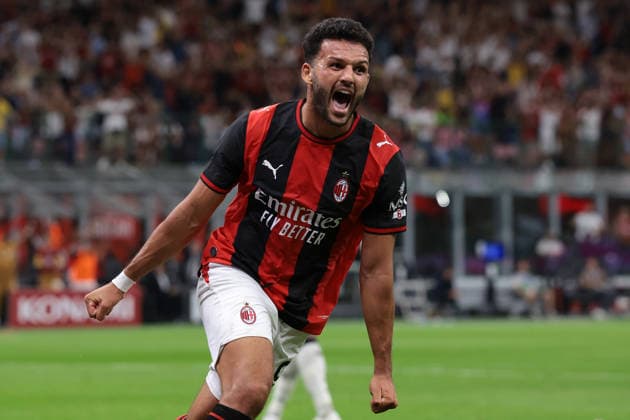AC Milan v Venezia FC - Serie A - Giuseppe Meazza Milan, Italy, 28th August 2026. Goncalo Ramos of AC Milan celebrates with team mates after scoring to give the hosts a 1-0 lead during the AC Milan vs Venezia FC Serie A match at Giuseppe Meazza, Milan. Picture credit should read: Jonathan Moscrop Milan Stadio Giuseppe Meazza Italy
