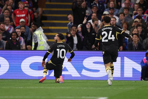 28th August 2026; Selhurst Park, Selhurst, London, England; Premier League Football, Crystal Palace versus Manchester City; Rayan Cherki of Manchester City celebrates his goal in the 59th minute for 1-3 KatiexChan