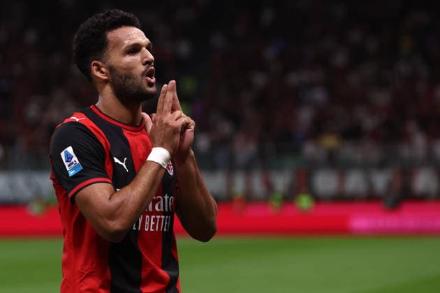 Ac Milan -Venezia Fc Goncalo Ramos of Ac Milan celebrates after scoring a goal during the Serie A match beetween Ac Milan and Venezia Fc at Stadio Giuseppe Meazza on August, 28 2027 in Milano, Italy . Milano Stadio Giuseppe Meazza Italy Copyright: xMarcoxCanonierox