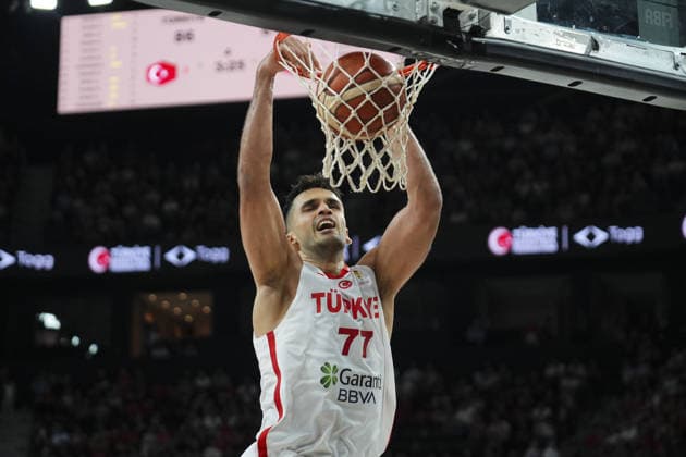 Turkiye v Lithuania - FIBA 2027 World Cup European Qualifiers ISTANBUL, TURKIYE - AUGUST 28: Omer Faruk Yurtseven (77) of Turkiye in action during the FIBA 2027 Basketball World Cup European Qualifiers second round Group J match between Turkiye and Lithuania at Turkcell Basketball Development Center in Istanbul, Turkiye on August 28, 2026. Bunyamin Celik Anadolu Istanbul Turkey. Editorial use only. Please get in touch for any other usage.  Copyright: x2026xAnadoluxBunyaminxCelikx