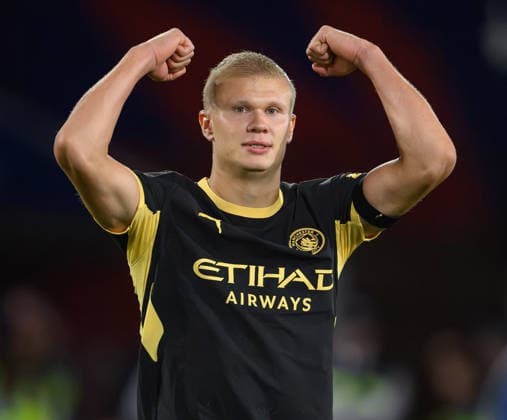 28 August 2026 - Crystal Palace v Manchester City - Premier League - Selhurst Park - London. Crystal Palace v Manchester City - Premier League - Selhurst Park - London. Manchester City s Erling Haaland celebrates his second goal. Picture : Mark Pain LONDON England  Copyright: xMarkxPainx