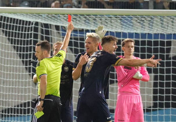 CFC vs. FC Carl Zeiss Jena, August 28, 2026, Chemnitz, eins Stadium on Gellertstrasse, Sports, Soccer, Northeast Regional League 2026–2027, Matchday 7, CFC, CFC vs. FC Carl Zeiss Jena: Yellow and Red Cards for Sören Reddemann, Chemnitz, Saxony, Germany