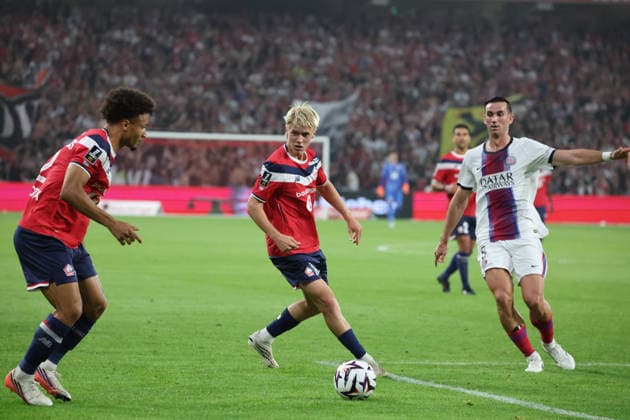 FOOTBALL : LOSC Lille vs PSG Paris Saint-Germain - Ligue 1 J2 - 28 08 2026 Hakon HARALDSSON (LOSC Lille) lors du match LOSC Lille vs PSG Paris Saint-Germain , Ligue 1 J2, Decathlon Arena stade Pierre Mauroy, le 28 aoÃ»t 2026 - photo Laurent Sanson PsnewZ  Copyright: xLaurentxSANSONx xPsnewZx