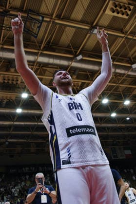 BASKETBALL - FIBA World Cup - Bosnia and Herzegovina vs. Italy - Second Round ? Group J - WCQ 27 Photo by IPA ABACAPRESS.COM87876149 - Jusuf Nurkic of Bosnia and Herzegovina celebrates the victory during the FIBA Basketball World Cup 2027 Group J European Qualifiers game between Bosnia and Herzegovina and Italy at SKPC Mejdan on August 28, 2026, in Tuzla, Bosnia and Herzegovina, during the Bosnia and Herzegovina vs. Italy game - Second Round · Group J - WCQ’27, FIBA World Cup in , , August 28, 2026  Copyright: xIPAxSport ABACAx