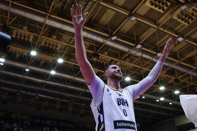 BASKETBALL - FIBA World Cup - Bosnia and Herzegovina vs. Italy - Second Round ? Group J - WCQ 27 Photo by IPA ABACAPRESS.COM87876142 - Jusuf Nurkic of Bosnia and Herzegovina celebrates the victory during the FIBA Basketball World Cup 2027 Group J European Qualifiers game between Bosnia and Herzegovina and Italy at SKPC Mejdan on August 28, 2026, in Tuzla, Bosnia and Herzegovina, during the Bosnia and Herzegovina vs. Italy game - Second Round · Group J - WCQ’27, FIBA World Cup in , , August 28, 2026  Copyright: xIPAxSport ABACAx