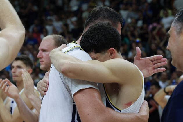 BASKETBALL - FIBA World Cup - Bosnia and Herzegovina vs. Italy - Second Round ? Group J - WCQ 27 Photo by IPA ABACAPRESS.COM87876161 - Jusuf Nurkic of Bosnia and Herzegovina celebrates the victory during the FIBA Basketball World Cup 2027 Group J European Qualifiers game between Bosnia and Herzegovina and Italy at SKPC Mejdan on August 28, 2026, in Tuzla, Bosnia and Herzegovina, during the Bosnia and Herzegovina vs. Italy game - Second Round · Group J - WCQ’27, FIBA World Cup in , , August 28, 2026  Copyright: xIPAxSport ABACAx
