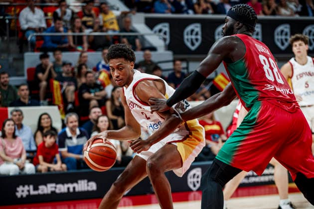 ESP Spain vs. Portugal: Second Qualifying Window for the 2027 World Cup in Qatar. Baba Miller of Spain during the second qualifying phase for the 2027 World Cup, in the match between Spain and Portugal played at the Príncipe Felipe Stadium in Zaragoza on August 28, 2026, in Zaragoza, Spain. Basketball Copyright: xAgenciaxLOFx