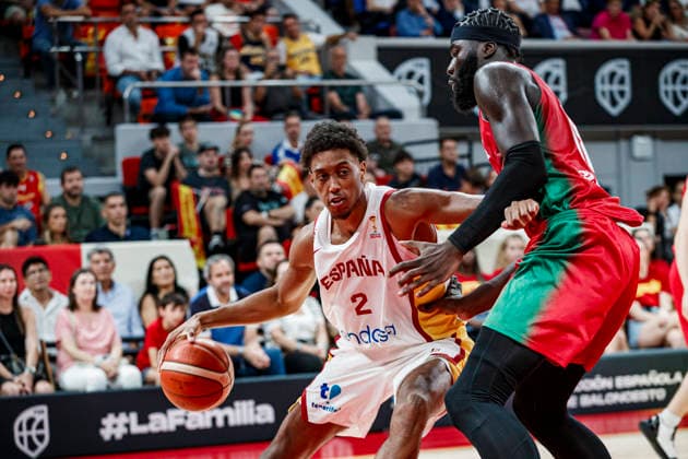 ESP Spain vs. Portugal: Second Qualifying Window for the 2027 World Cup in Qatar. Baba Miller of Spain during the second qualifying phase for the 2027 World Cup, in the match between Spain and Portugal played at the Príncipe Felipe Stadium in Zaragoza on August 28, 2026, in Zaragoza, Spain. Basketball Copyright: xAgenciaxLOFx