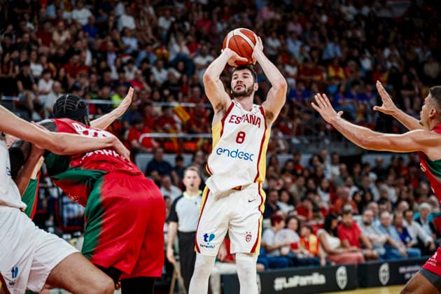 ESP Spain vs. Portugal: Second Qualifying Window for the 2027 World Cup in Qatar. Dario Brizuela of Spain during the second qualifying phase for the 2027 World Cup, in the match between Spain and Portugal played at the Príncipe Felipe Stadium in Zaragoza on August 28, 2026, in Zaragoza, Spain. Spanish Basketball Copyright: xAgenciaxLOFx