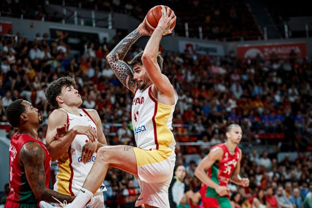 ESP Spain vs. Portugal: Second Qualifying Window for the 2027 World Cup in Qatar. Juancho Hernangómez of Spain during the second qualifying phase for the 2027 World Cup, in the match between Spain and Portugal played at the Príncipe Felipe Stadium in Zaragoza on August 28, 2026, in Zaragoza, Spain. Basketball Copyright: xAgenciaxLOFx