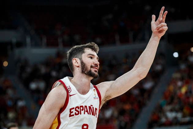 ESP Spain vs. Portugal: Second Qualifying Window for the 2027 World Cup in Qatar. Dario Brizuela of Spain during the second qualifying phase for the 2027 World Cup, in the Spain vs. Portugal match played at the Príncipe Felipe Stadium in Zaragoza on August 28, 2026, in Zaragoza, Spain. Basketball Copyright: xAgenciaxLOFx