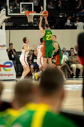 Turkiye vs Lithuania Fiba Basketball 2027 World Cup European Qualifiers Mindaugas Kacinas of Lithuania shoots a two-pointer during the Fiba Basketball 2027 World Cup European Qualifiers Group J match between Turkiye and Lithuania at Turkcell Basketball Gelistirme Merkezi on August 28, 2026 in Istanbul, Turkey Istanbul Istanbul Turkey Copyright: xBurakxBasturkx