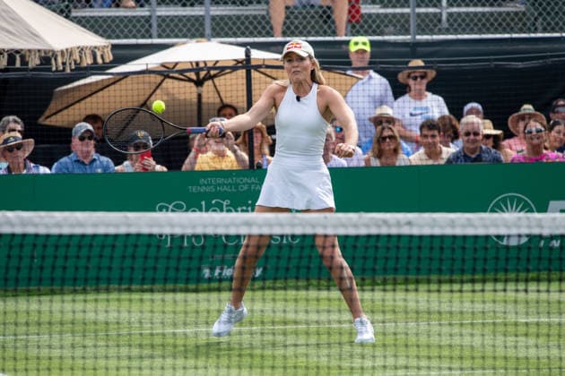 NEWPORT, RI - AUGUST 28: American alpine ski racer Lindsey Vonn plays tennis during the International Tennis Hall of Fame Celebrity Pro Classic on August 28, 2026 at the International Tennis Hall of Fame in Newport, RI. (Photo by Erica Denhoff Icon Sportswire) TENNIS: AUG 28 International Tennis Hall of Fame Celebrity Pro Classic EDITORIAL USE ONLY Icon26082802