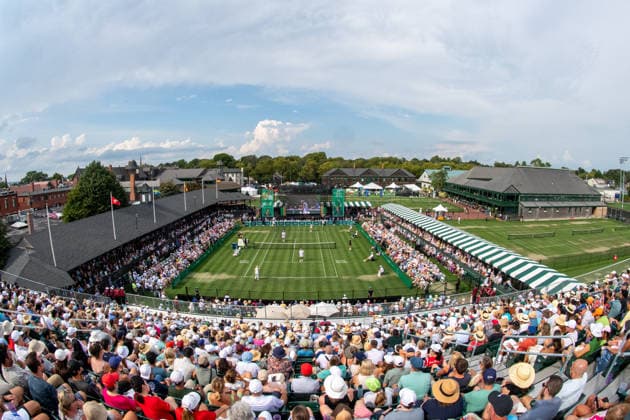NEWPORT, RI - AUGUST 28: A general view of the court, stands, and grounds during the International Tennis Hall of Fame Celebrity Pro Classic on August 28, 2026 at the International Tennis Hall of Fame in Newport, RI. (Photo by Erica Denhoff Icon Sportswire) TENNIS: AUG 28 International Tennis Hall of Fame Celebrity Pro Classic EDITORIAL USE ONLY Icon26082805