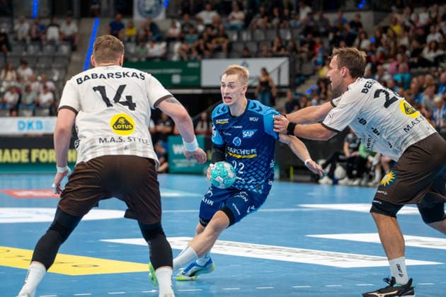 Handball I Men I 2026–2027 Season I Bundesliga I Matchday 1 I TVB Stuttgart vs. Bergischer HC I August 28, 2026 Torben Matzken 22, TVB Stuttgart with the ball Stuttgart Porsche Arena Baden-Württemberg Germany Copyright: xLobeca MaxxPetershansx