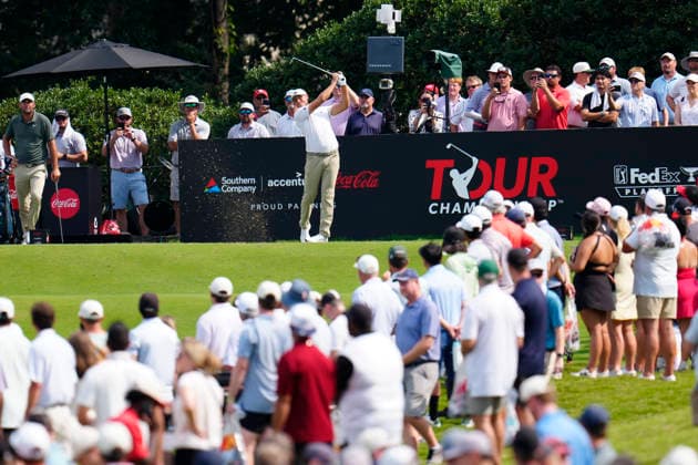 August 28, 2026, Atlanta, Georgia, USA: Ludvig Âberg (Sweden) hits a tee shot on the 15th hole during the second round at East Lake Golf Club. Atlanta USA - ZUMAd212 20260828_zsp_d212_101 Copyright: xRichardxDolex