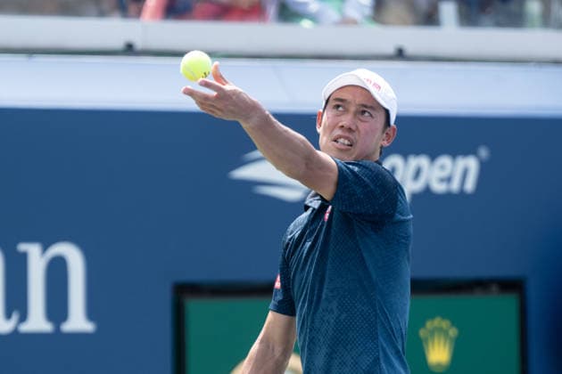 US Open qualifying final round NEW YORK, USA - AUGUST 28: Kei Nishikori serves during a men s qualifying singles match final round of the 2026 US Open Championship at USTA Billie Jean King National Tennis Center on August 28, 2026 in Flushing, NY. Kei Nishikori lost in straight sets. Lev Radin Anadolu New York United States. Editorial use only. Please get in touch for any other usage.  Copyright: x2026xAnadoluxLevxRadinx