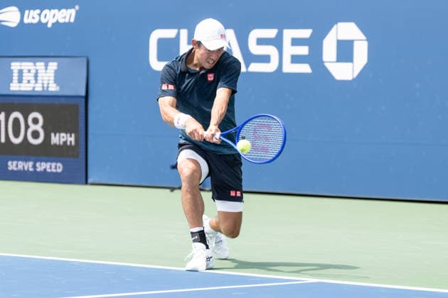 US Open qualifying final round NEW YORK, USA - AUGUST 28: Kei Nishikori returns ball during a men s qualifying singles match final round of the 2026 US Open Championship at USTA Billie Jean King National Tennis Center on August 28, 2026 in Flushing, NY. Kei Nishikori lost in straight sets. Lev Radin Anadolu New York United States. Editorial use only. Please get in touch for any other usage.  Copyright: x2026xAnadoluxLevxRadinx
