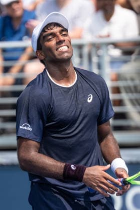 US Open qualifying final round NEW YORK, USA - AUGUST 28: Nishesh Basavareddy celebrates victory after a men s qualifying singles match final round of the 2026 US Open Championship at USTA Billie Jean King National Tennis Center on August 28, 2026 in Flushing, NY. Nishesh Basavareddy won in straight sets and progressed to play in main draw of tournament. Lev Radin Anadolu New York United States. Editorial use only. Please get in touch for any other usage.  Copyright: x2026xAnadoluxLevxRadinx