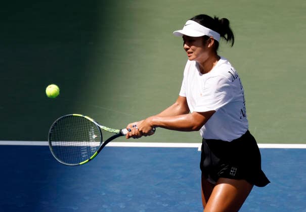 Alexandra Eala of the Philippines practices on Louis Armstrong Stadium at the 2026 US Open Tennis Championship at the USTA Billie Jean King National Tennis Center in New York City on Friday, August 28, 2026.  NYP20260828151 JOHNxANGELILLO