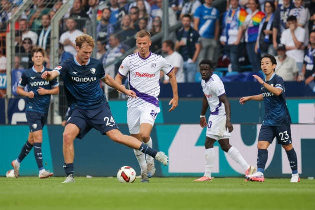 28.08.2026, xgrfx, Fussball 2.Bundesliga, VfL Bochum - VfL Osnabrück v.l. Mats Pannewig (VfL Bochum), Adrian Beck (VfL Osnabrück) (DFL DFB REGULATIONS PROHIBIT ANY USE OF PHOTOGRAPHS as IMAGE SEQUENCES and or QUASI-VIDEO) Bochum *** August 28, 2026, xgrfx, Soccer 2. Bundesliga, VfL Bochum vs. VfL Osnabrück; Mats Pannewig (VfL Bochum), Adrian Beck (VfL Osnabrück); DFL, DFB regulations prohibit any use of photographs as image sequences and or quasi-video; Bochum