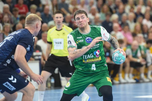 Handball I Men I 2026–2027 Season I Bundesliga I Matchday 1 I SG Flensburg Handewitt vs. ThSV Eisenach I August 28, 2026 Elias Scholtes 4, ThSV Eisenach Copyright: xLobeca JanxKirschnerx