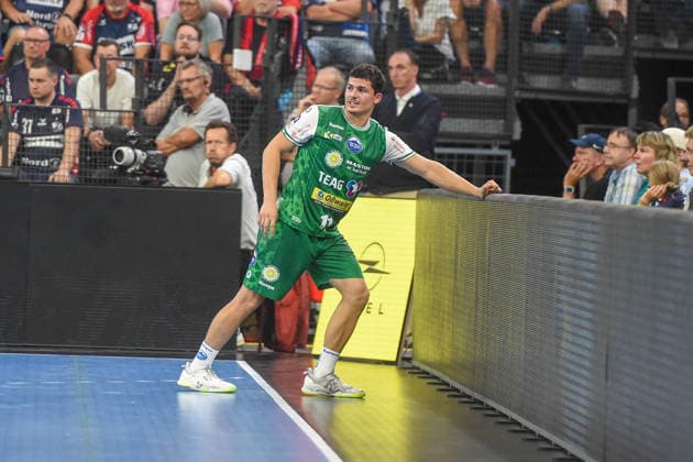 Handball I Men I 2026–2027 Season I Bundesliga I Matchday 1 I SG Flensburg Handewitt vs. ThSV Eisenach I August 28, 2026 Gian Attenhofer 11, ThSV Eisenach Copyright: xLobeca JanxKirschnerx
