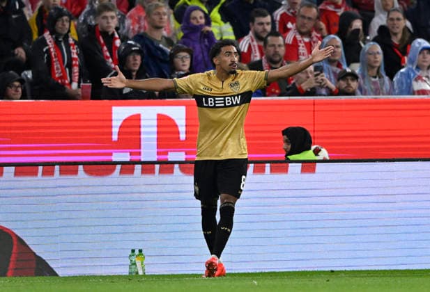Tiago Tomas VfB Stuttgart (08) Gestik Geste FC Bayern Muenchen FCB vs VfB Stuttgart 28.08.2026 DFL REGULATIONS PROHIBIT ANY USE OF PHOTOGRAPHS AS IMAGE SEQUENCES AND OR QUASI-VIDEO FC Bayern Muenchen FCB vs VfB Stuttgart *** Tiago Tomas VfB Stuttgart 08 Gesture FC Bayern Munich FCB vs. VfB Stuttgart 08 28 2026 DFL regulations prohibit any use of photographs as image sequences and or quasi-video FC Bayern Munich FCB vs. VfB Stuttgart
