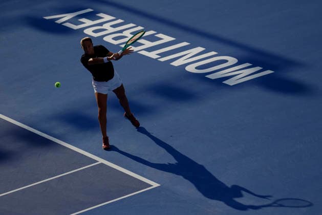 August 28, 2026, Monterrey, Nuevo Leon, Mexico: Diane Parry (FRA) in action against Ann Li (USA) during the semifinals of the GNP Seguros WTA, Tennis Damen 500 Open at Club Sonoma in Monterrey, Nuevo LeoÂ³n. Monterrey Mexico - ZUMAo125 20260828_zip_o125_005 Copyright: xAntonioxOjedax