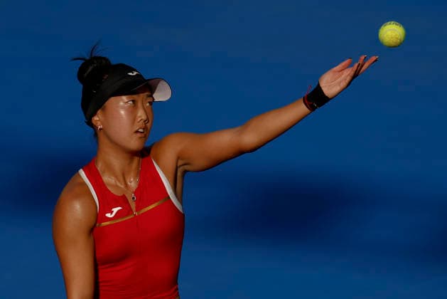 August 28, 2026, Monterrey, Nuevo Leon, Mexico: Ann Li (USA) in action against Diane Parry (FRA) during the semifinals of the GNP Seguros WTA, Tennis Damen 500 Open at Club Sonoma in Monterrey, Nuevo LeoÂ³n. Tenis 2026: Semifinal WTA 500 Monterrey: Parry Vs Li  - ZUMAo125 20260828_zip_o125_009 Copyright: xAntonioxOjedax