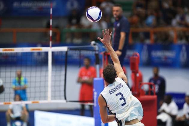 IPA87881070 - Bryan Argilagos of Italy in action during the 2026 FIPAV Men s Elite Cup match between Italy and Cuba—a volleyball exhibition match held in Messina, Italy, on August 28, 2026  Copyright: xMassimilianoxCarnabuci IPAxSportx xx 87881070