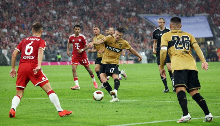 28.08.26 FC Bayern München - VfB Stuttgart Deutschland, München, 28.08.2026, Fussball, Bundesliga, Saison 2026 2027, FC Bayern München - VfB Stuttgart: Dzenan Pejcinovic (VfB Stuttgart). *** August 28, 2026 FC Bayern Munich vs. VfB Stuttgart Germany, Munich, August 28, 2026, Soccer, Bundesliga, 2026–2027 Season, FC Bayern Munich vs. VfB Stuttgart, Dzenan Pejcinovic, VfB Stuttgart