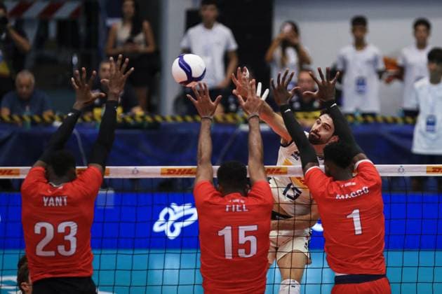 IPA87881193 - Daniele Lavia of Italy attacks during the 2026 FIPAV Cup Men s Elite match between Italy and Cuba, a volleyball exhibition match held in Messina, Italy, on August 28, 2026  Copyright: xMassimilianoxCarnabuci IPAxSportx xx 87881193