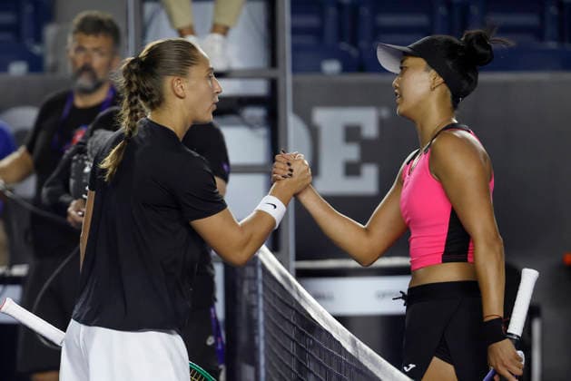 August 28, 2026, Monterrey, Nuevo Leon, Mexico: Diane Parry (FRA) greets Ann Li (USA) at the conclusion of their semifinal match at the GNP Seguros WTA, Tennis Damen 500 Open at Club Sonoma in Monterrey, Nuevo LeoÂ³n.. Parry won 7:6 6:4. Tenis 2026: Semifinal WTA 500 Monterrey: Parry Vs Li  - ZUMAo125 20260828_zip_o125_016 Copyright: xAntonioxOjedax